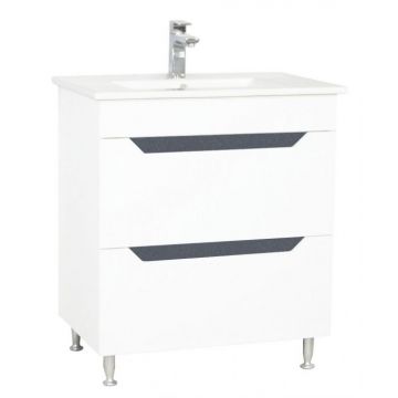 Set Baza front MDF si Lavoar, seria 056, 70 cm, alb antracit