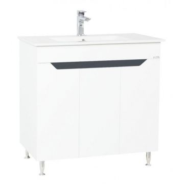 Set Baza front MDF si Lavoar, seria 056, 80 cm, alb antracit