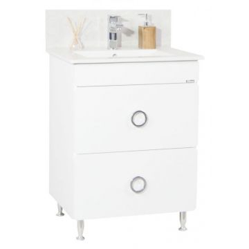 Set Baza front MDF si Lavoar seria 080, 60 cm, alb