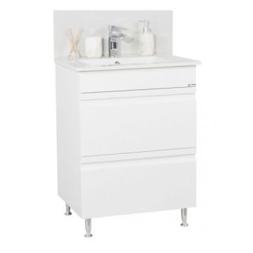 Set Baza front MDF si Lavoar seria 086, cu sertare, 60 cm, alb