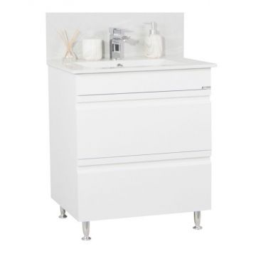 Set Baza front MDF si Lavoar seria 086, cu sertare, 70 cm, alb