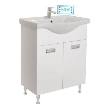 Set Baza front MDF si Lavoar seria 126, 65 cm, alb