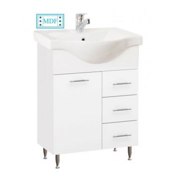 Set Baza front MDF si Lavoar seria 153, cu sertare, 55 cm, alb