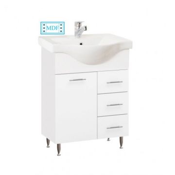 Set Baza front MDF si Lavoar seria 153, cu sertare, 55 cm, alb