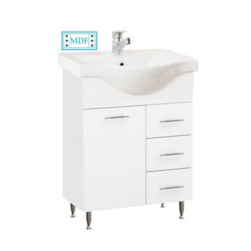 Set Baza front MDF si Lavoar seria 153, cu sertare, 60 cm, alb