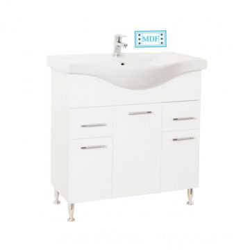 Set Baza front MDF si Lavoar seria 153, cu sertare, 80 cm, alb