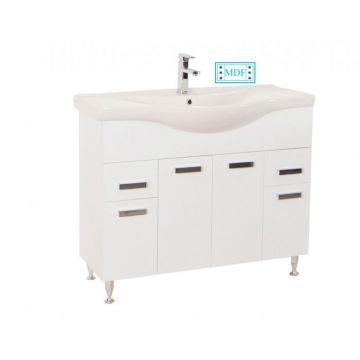 Set Baza front MDF si Lavoar seria 169, cu sertare, 100 cm, alb