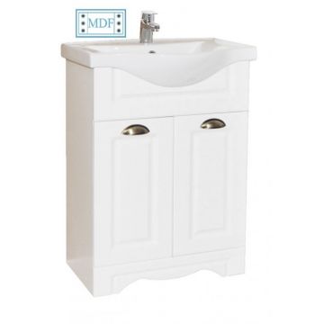 Set Baza front MDF si Lavoar seria 172, 55 cm, alb rustic