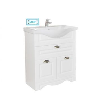Set Baza front MDF si Lavoar seria 172, 60 cm, alb rustic
