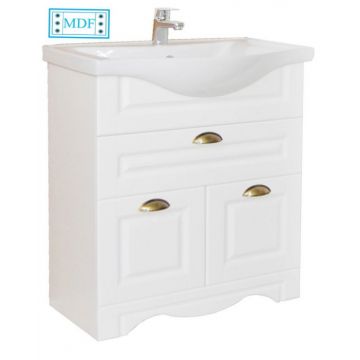 Set Baza front MDF si Lavoar seria 172, cu sertar, 65 cm, alb rustic