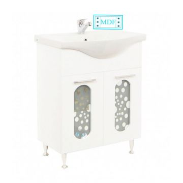 Set Baza front MDF si Lavoar seria 177, 65 cm, alb