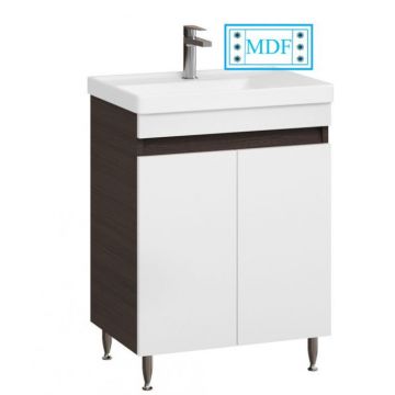 Set Baza front MDF si Lavoar seria 286, 60 cm, alb + wenge