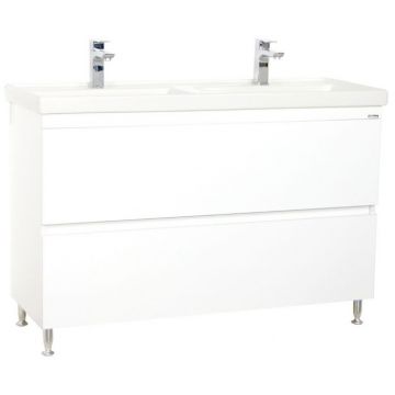 Set Baza front MDF si Lavoar seria 286, cu sertare, 120 cm, alb