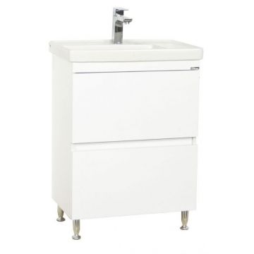 Set Baza front MDF si Lavoar seria 286, cu sertare, 60 cm, alb