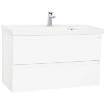 Set Baza front MDF si Lavoar seria 286, suspendata cu sertare, 100 cm, alb