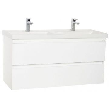 Set Baza front MDF si Lavoar seria 286, suspendata cu sertare, 120 cm, alb