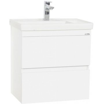 Set Baza front MDF si Lavoar seria 286, suspendata cu sertare, 60 cm, alb
