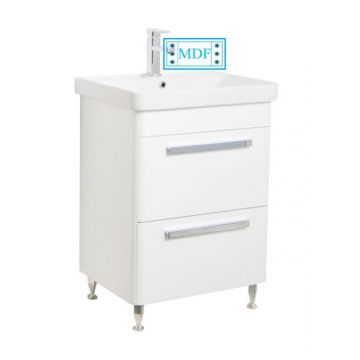 Set Baza front MDF si Lavoar seria 501, cu sertare, 60 cm, alb