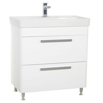 Set Baza front MDF si Lavoar seria 501, cu sertare, 80 cm, alb