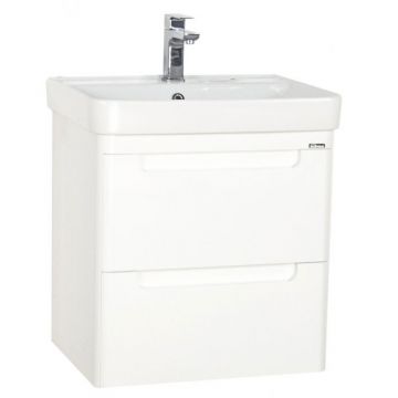 Set Baza front MDF si Lavoar seria 502, suspendata cu sertare, 60 cm, alb