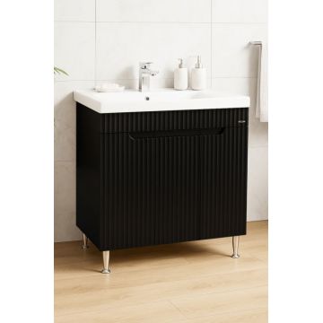 Set Baza front MDF si Lavoar seria 733, 80 cm, negru