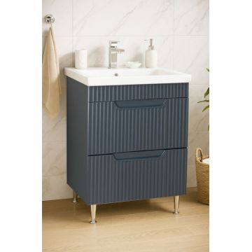 Set Baza front MDF si Lavoar seria 733, cu sertare, 60 cm, antracit