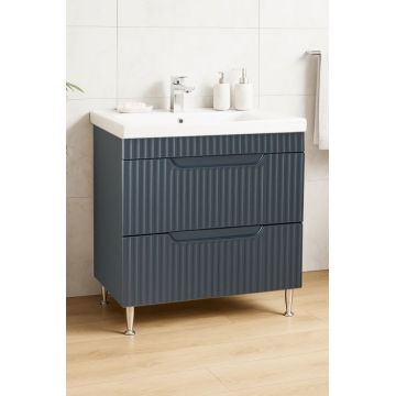 Set Baza front MDF si Lavoar seria 733, cu sertare, 80 cm, antracit
