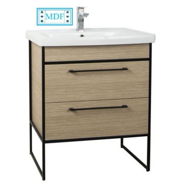 Set Baza front MDF si Lavoar seria 740, cadru metalic, 70 cm, fag