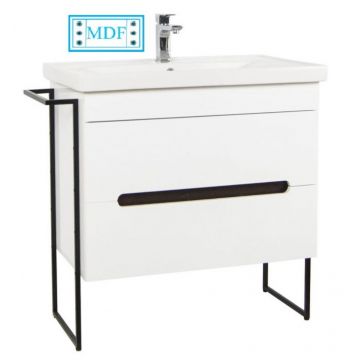 Set Baza front MDF si Lavoar seria 750, cadru metalic, 80 cm, alb