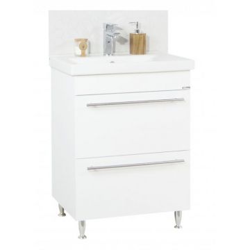 Set  Baza front MDF si Lavoar seria 754, cu sertare, 60 cm, alb