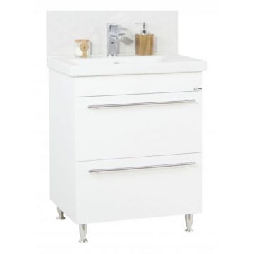 Set Baza front MDF si Lavoar seria 754, cu sertare, 65 cm, alb