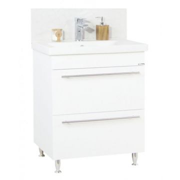 Set Baza front MDF si Lavoar seria 754, cu sertare, 70 cm, alb