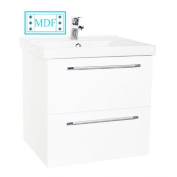 Set Baza front MDF si Lavoar seria 754, suspendata cu sertare, 60 cm, alb