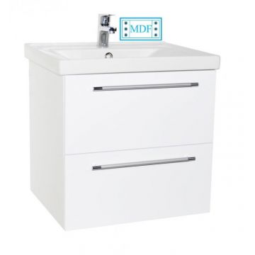Set Baza front MDF si Lavoar seria 754, suspendata cu sertare, 70 cm, alb