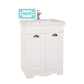 Set Baza front MDF si Lavoar seria 772, 60 cm, alb rustic