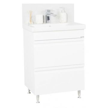 Set Baza front MDF si Lavoar seria 786, cu sertare, 60 cm, alb