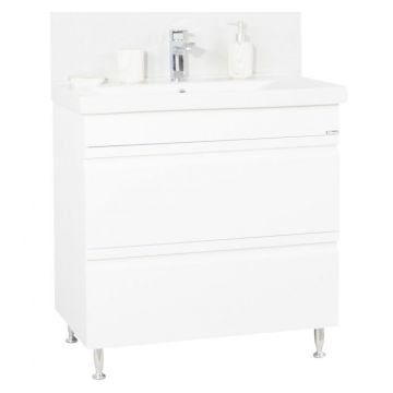 Set Baza front MDF si Lavoar seria 786, cu sertare, 80 cm, alb