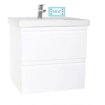 Set Baza front MDF si Lavoar seria 786, suspendata cu sertare, 60 cm, alb
