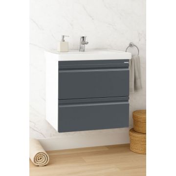 Set Baza front MDF si Lavoar seria 786, suspendata cu sertare, 60 cm, antracit