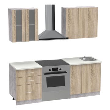 Set mobila bucatarie 4 buc Festa II, Sonoma, 140x60x85 cm