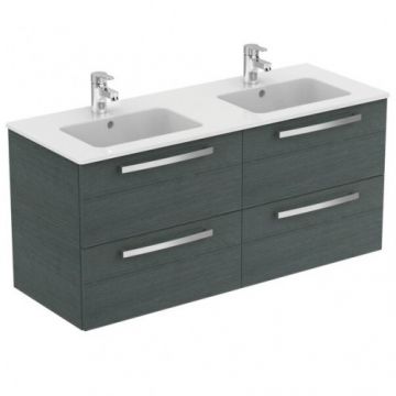 Set Mobilier Suspendat Gri Cu Lavoar Dublu Tempo 120 cm - Ideal Standard - Dimensiune 120 cm