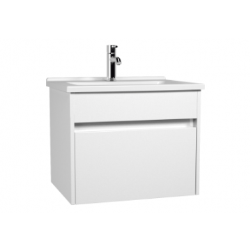 Set mobilier Vitra S50+  dulap baza cu 1 sertar alb lucios  sifon si lavoar 60cm