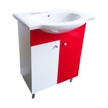 Masca chiuveta / lavoar baie Selena  55 cm  alb-rosu