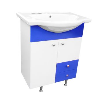 Masca chiuveta / lavoar baie Selena  cu 2 sertare  70 cm  alb-cobalt