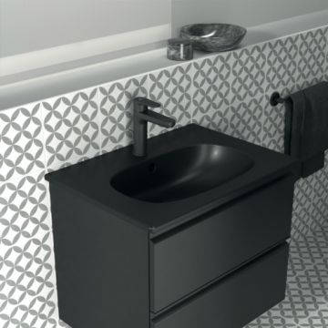 Set mobilier de baie Tesi cu doua sertare, negru mat 60 cm cu lavoar Tesi, negru mat 60 cm - Ideal Standard - Dimensiune 60 cm