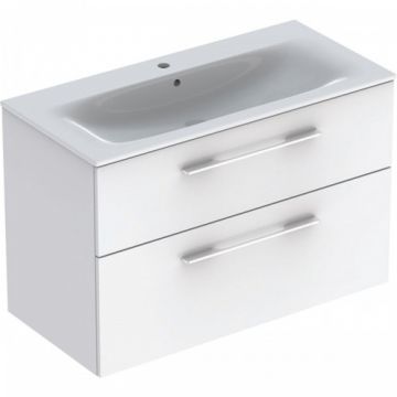 Set Mobilier + Lavoar 100 cm Alb Lucios Selnova SQ - Geberit - Dimensiune 100 cm