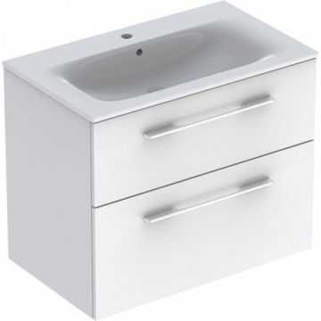 Set Mobilier + Lavoar 80 cm Alb Lucios Selnova SQ - Geberit - Dimensiune 80 cm