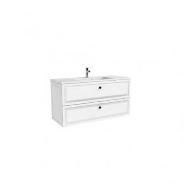 Set mobilier Oristo Montebianco cu 2 sertare, alb mat si lavoar Amelia 120 cm - Dimensiune 120 cm