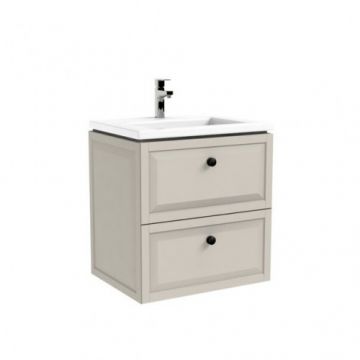 Set mobilier Oristo Montebianco cu 2 sertare, sand mat cu lavoar Amelia 60 cm - Dimensiune 60 cm