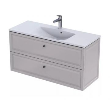 Set mobilier Oristo Montebianco cu 2 sertare, sand mat si lavoar Amelia 120 cm - Dimensiune 120 cm